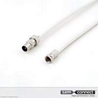 Coax RG 6 kabel, IEC naar F, 1.5 m, m/m