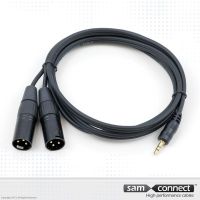 3.5mm mini Jack naar 2x XLR kabel, 1.5m, m/m