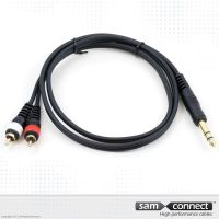 2x RCA naar 6.3mm stereo Jack kabel, 1m, m/m