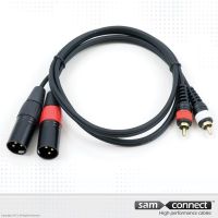 2x RCA naar 2x XLR kabel, 3m, m/m