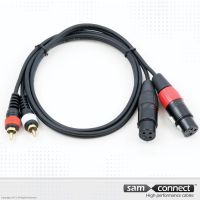 2x RCA naar 2x XLR kabel, 3m, m/f